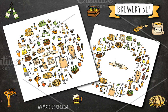 70 Brewery color hand drawn icons! in Hand Drawn Icons - product preview 1