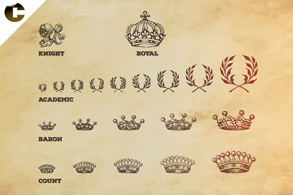 Vintage Crowns Symbols in Illustrations - product preview 1