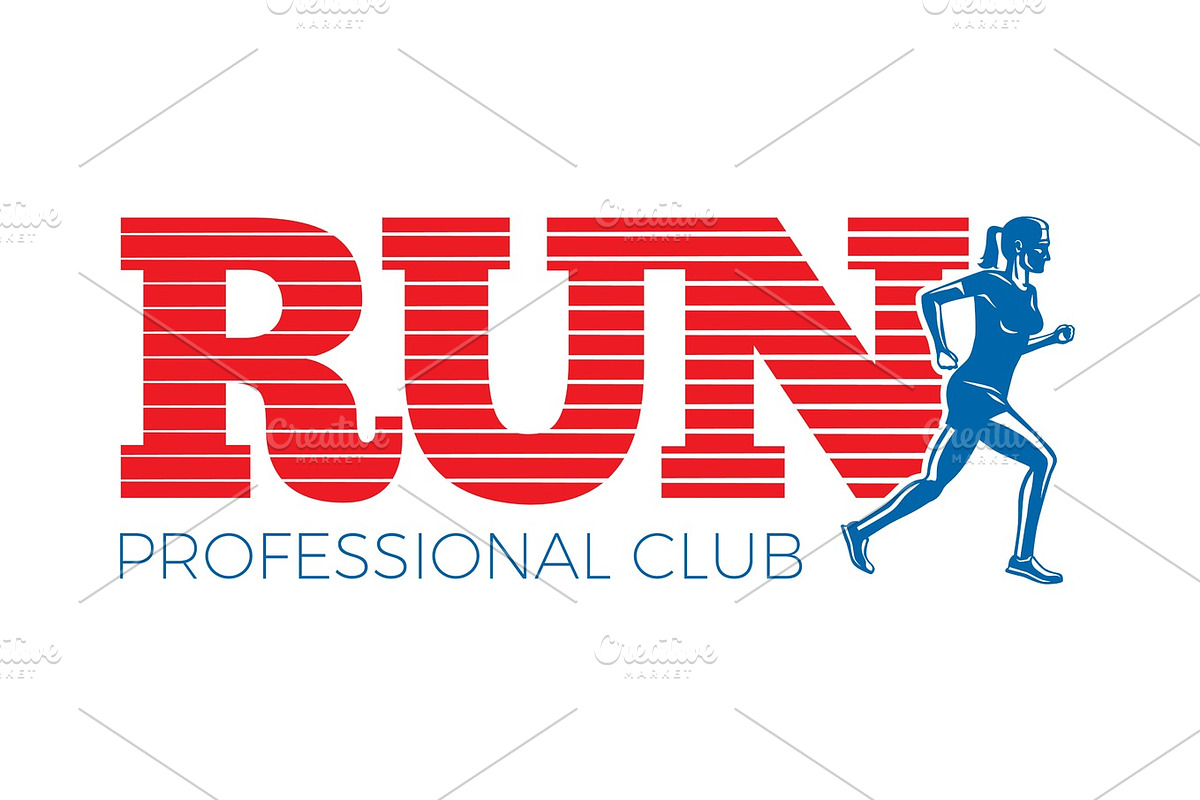 Run Professional Club. Silhouette of Running Woman in Illustrations - product preview 8