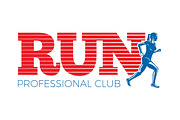 Run Professional Club. Silhouette of Running Woman