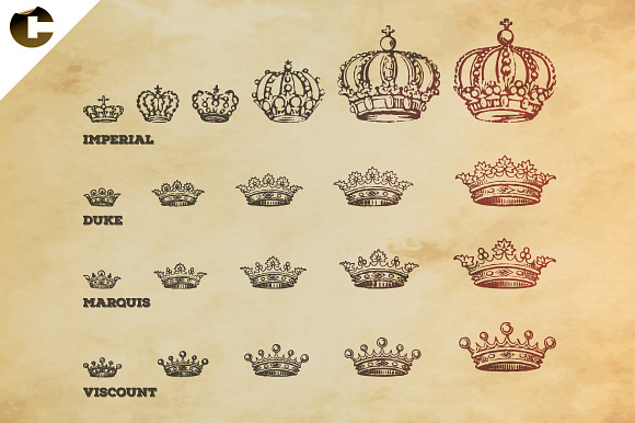Vintage Crowns Symbols in Illustrations - product preview 2