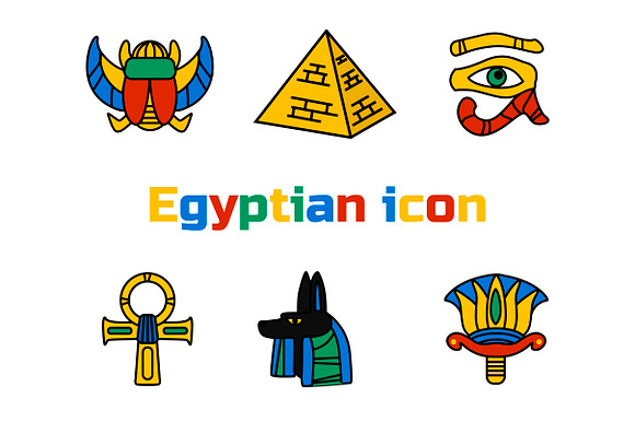 Set egyptian icons and textures in Web Elements - product preview 3