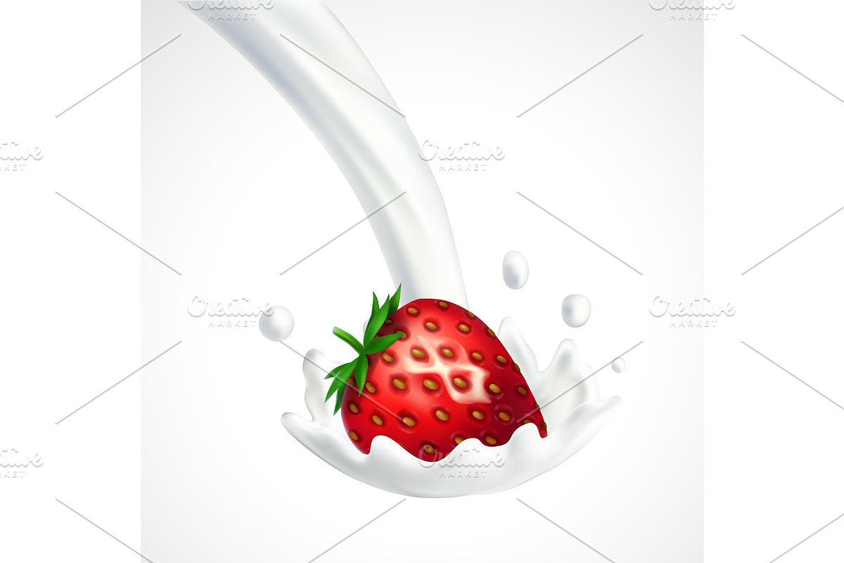 Strawberry and milk splash in Objects - product preview 8