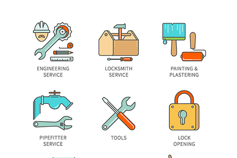 Engineering lineart minimal icon set in Graphics - product preview 8