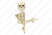 Pointing Cartoon Halloween Skeleton