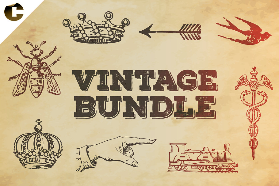 Vintage Bundle Symbols in Illustrations - product preview 8