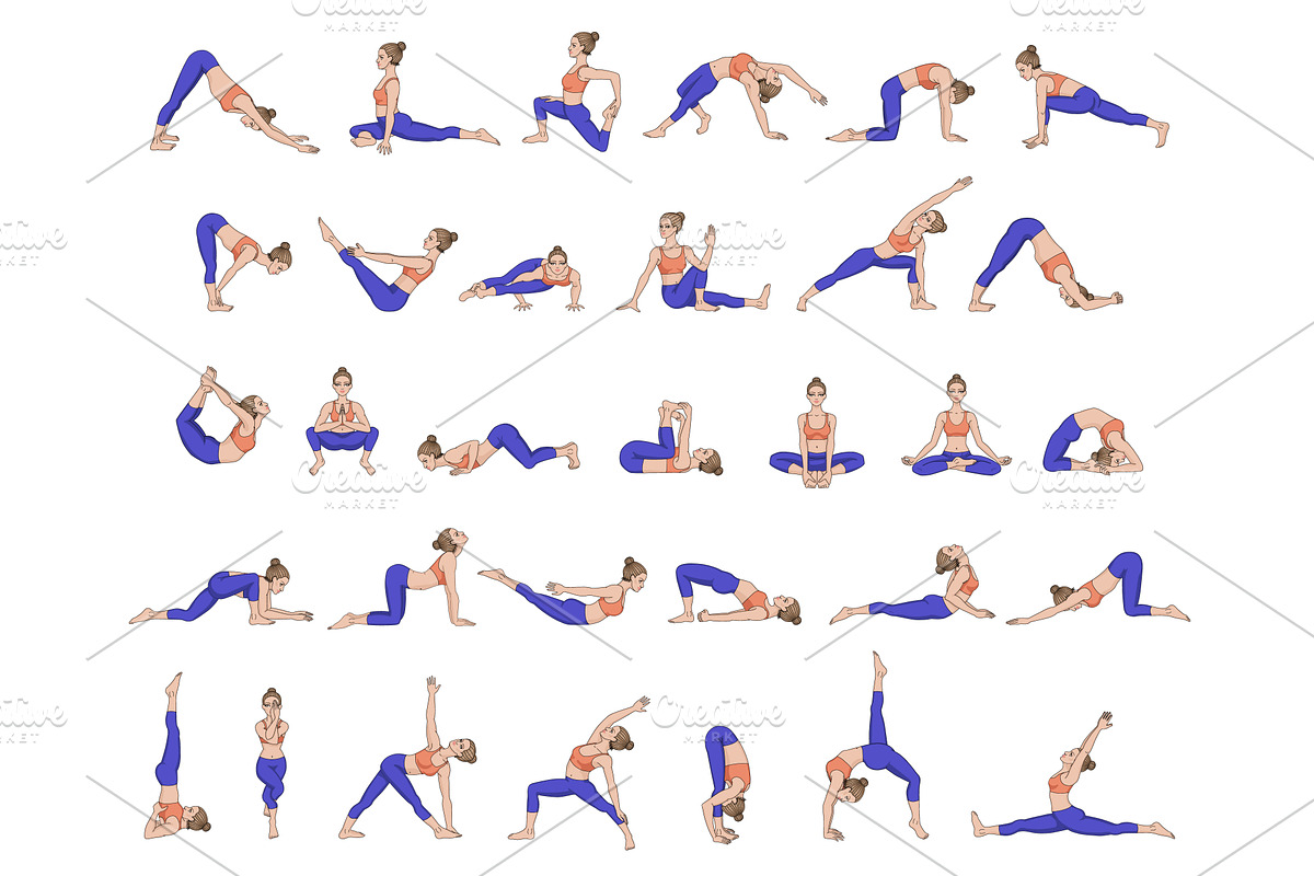 75 Yoga poses. Big collection in Illustrations - product preview 8