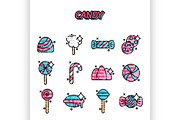 Candy cartoon concept icons