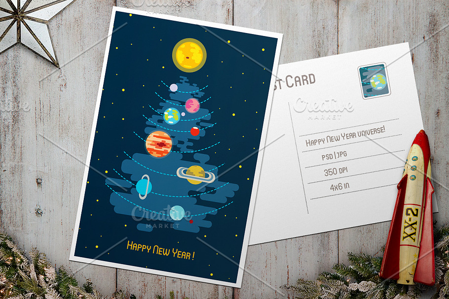 Post Card - Happy New Year Universe in Postcard Templates - product preview 8