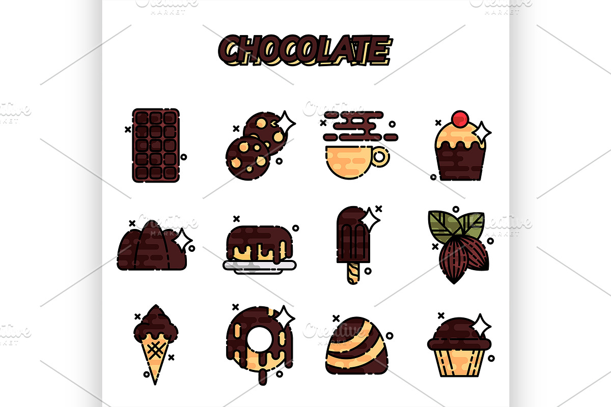 Chocolate cartoon concept icons in Illustrations - product preview 8
