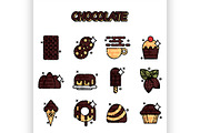 Chocolate cartoon concept icons