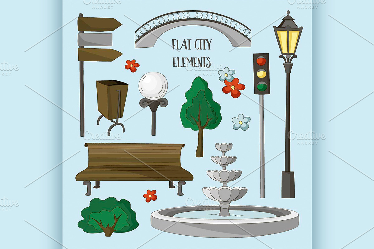 City street urban elements icon set in Illustrations - product preview 8