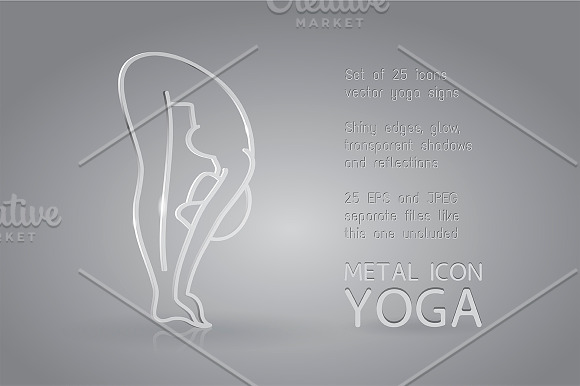 Glass yoga icons set in Graphics - product preview 2