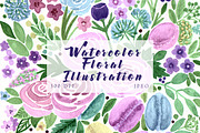 SALE! Watercolor flowers & macarons