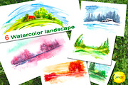 A set of watercolor landscapes.