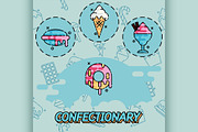 Confectionary flat concept icons
