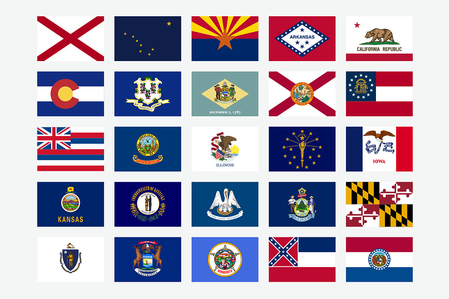 50 State Flags of The USA in Flag Icons - product preview 8