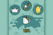 Tea flat concept icons