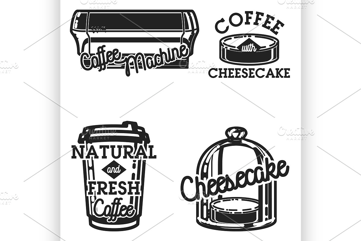 Color vintage cafe emblems in Illustrations - product preview 8