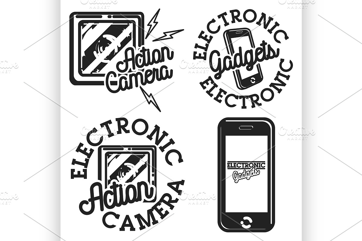  electronic gadgets emblems in Illustrations - product preview 8