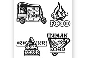 Color vintage indian food emblems