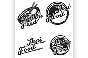 Color vintage thai food emblems