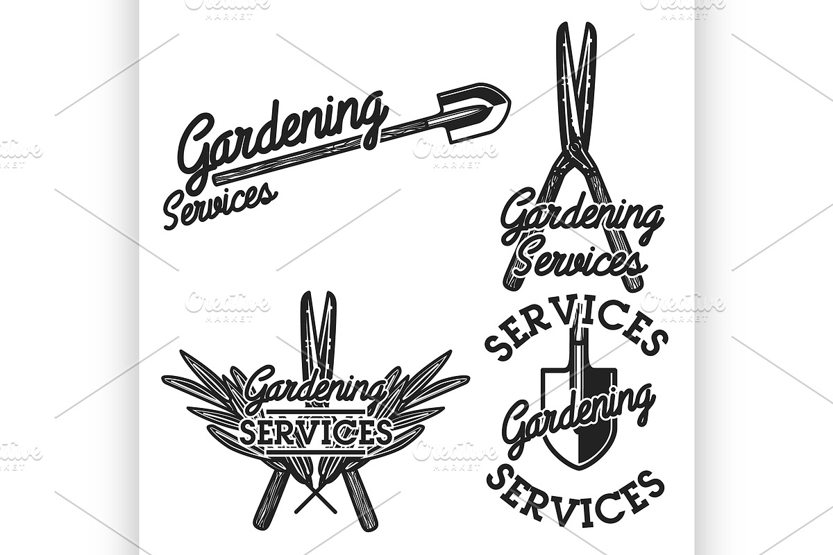 Color vintage gardening emblems in Illustrations - product preview 8