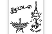 Color vintage gardening emblems