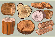 Wood stumps vector set
