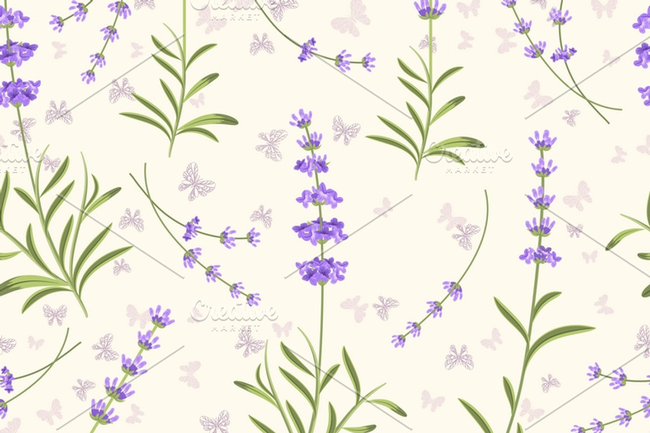 Lavender seamless vector pattern in Patterns - product preview 8