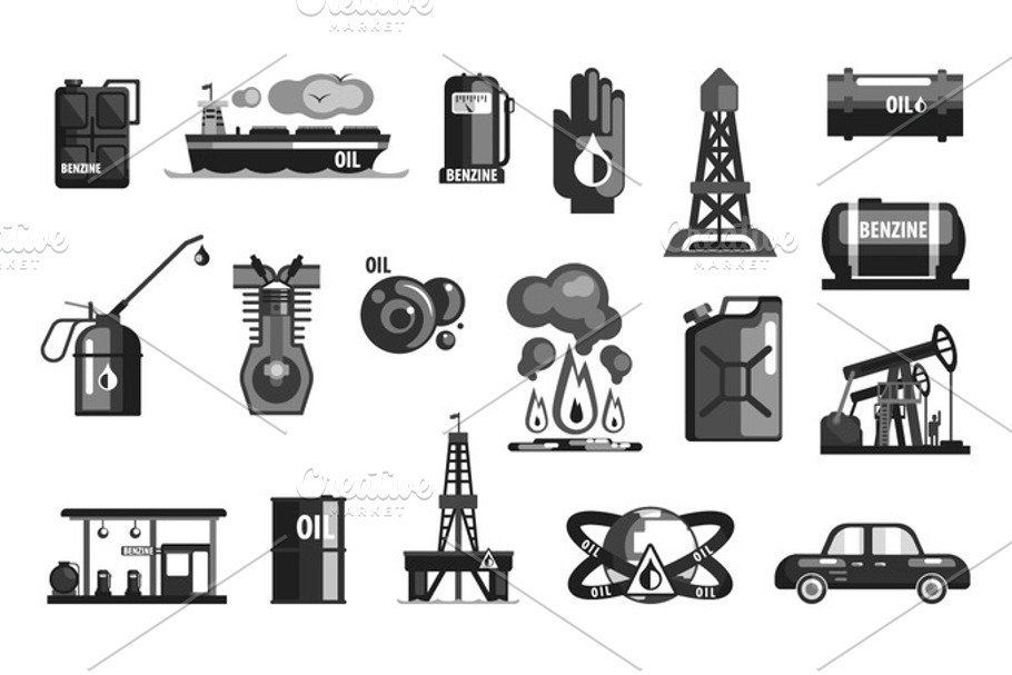 Oil Production Set Of Icons in Illustrations - product preview 8
