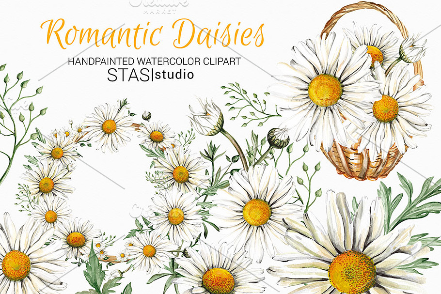 Watercolor Daisies Clipart