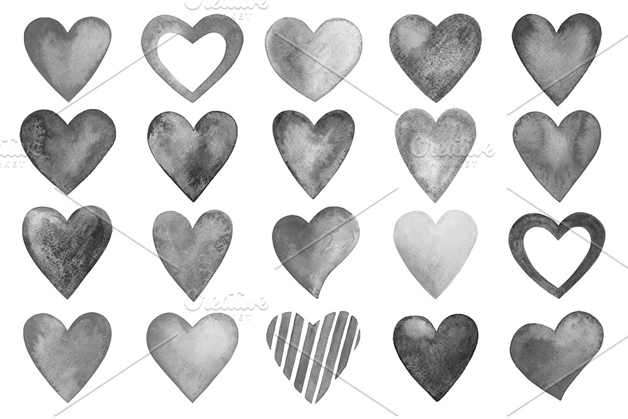 Watercolor hearts brushes in Photoshop Brushes - product preview 8