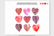 Watercolor Valentines Hearts Clipart