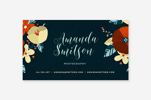 Floral Business Card Template in Business Card Templates - product preview 3