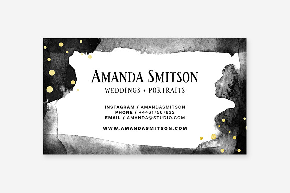Watercolor & Gold Business Card in Business Card Templates - product preview 2