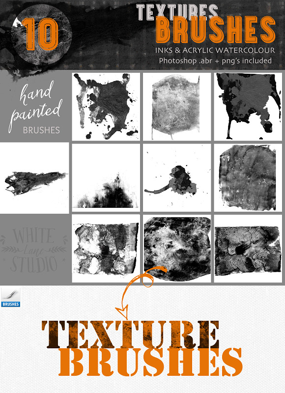 Textures Brushes- Inks & Acrylics in Photoshop Brushes - product preview 1