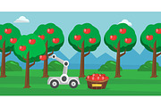 Robot picking apples at harvest time.
