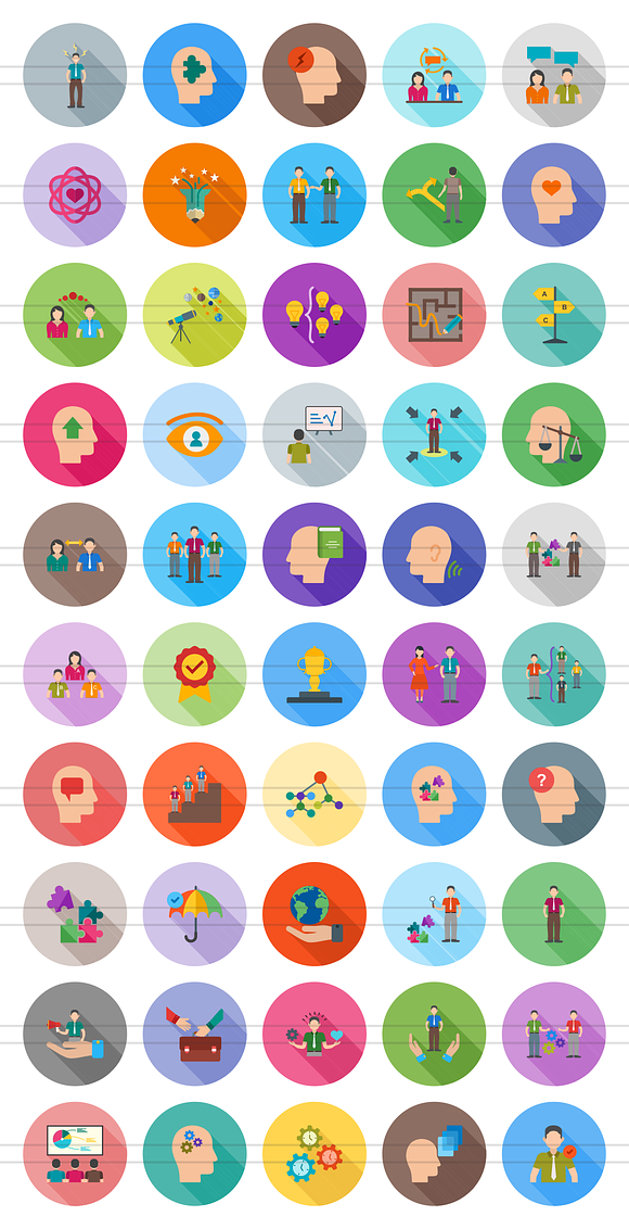 50 Soft Skills Flat Shadowed Icons in Graphics - product preview 1