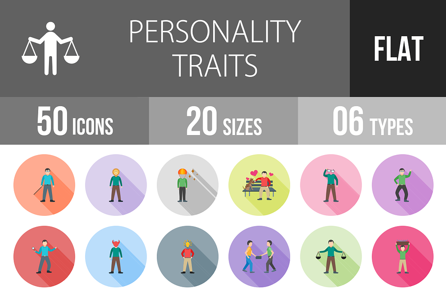 50 Personality Flat Shadowed Icons in Graphics - product preview 8