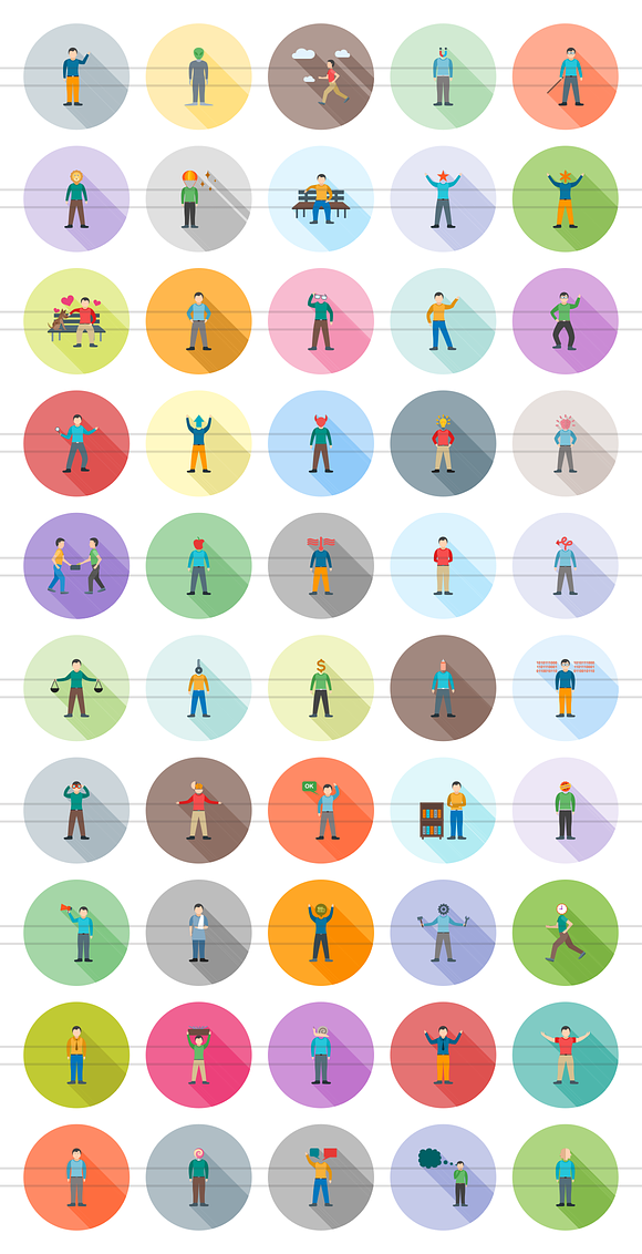 50 Personality Flat Shadowed Icons in Graphics - product preview 1