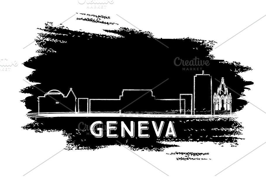 Geneva Skyline Silhouette.  in Illustrations - product preview 8