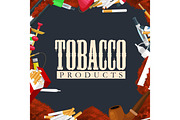 Smoking tobacco products icons set with cigarettes hookah cigars lighter isolated vector illustration