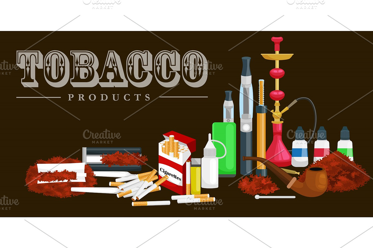 Smoking tobacco products icons set with cigarettes hookah cigars lighter isolated vector illustration in Illustrations - product preview 8