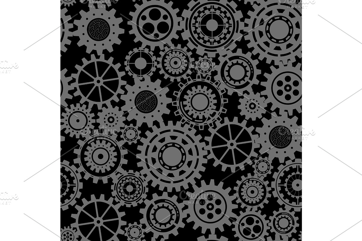 Black gears, steampunk seamless pattern in Illustrations - product preview 8