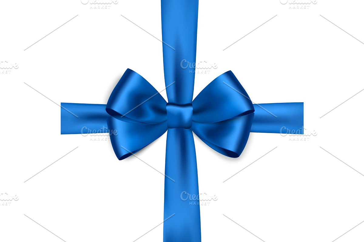 Shiny blue satin ribbon on white background in Textures - product preview 8