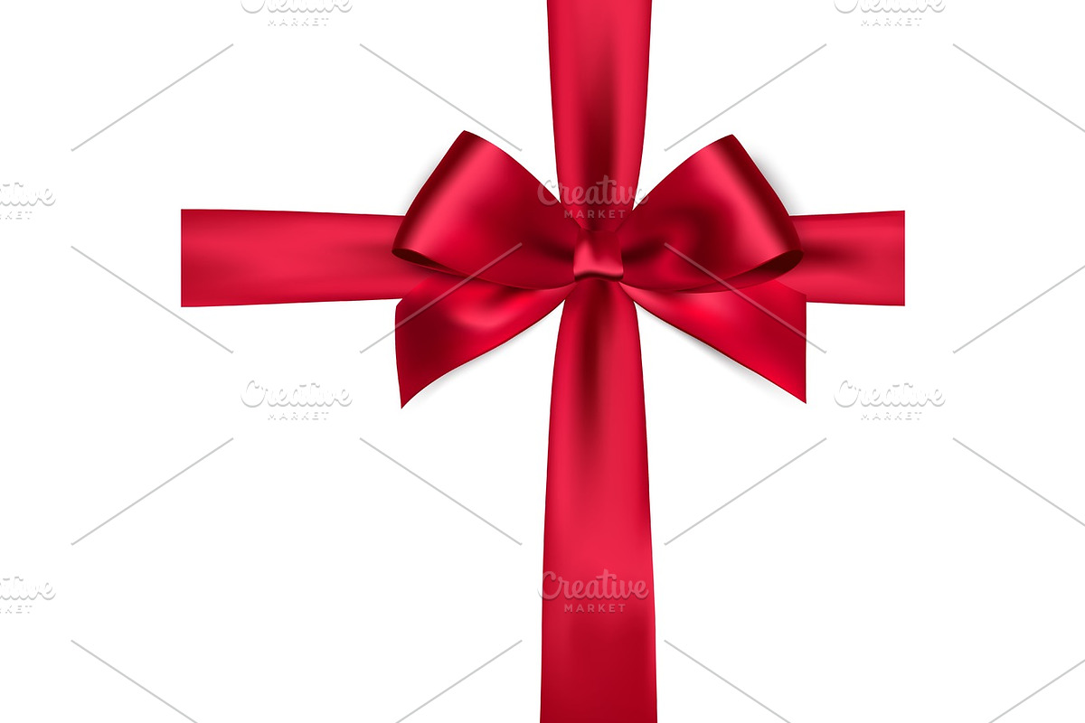 Shiny red satin ribbon on white background in Textures - product preview 8