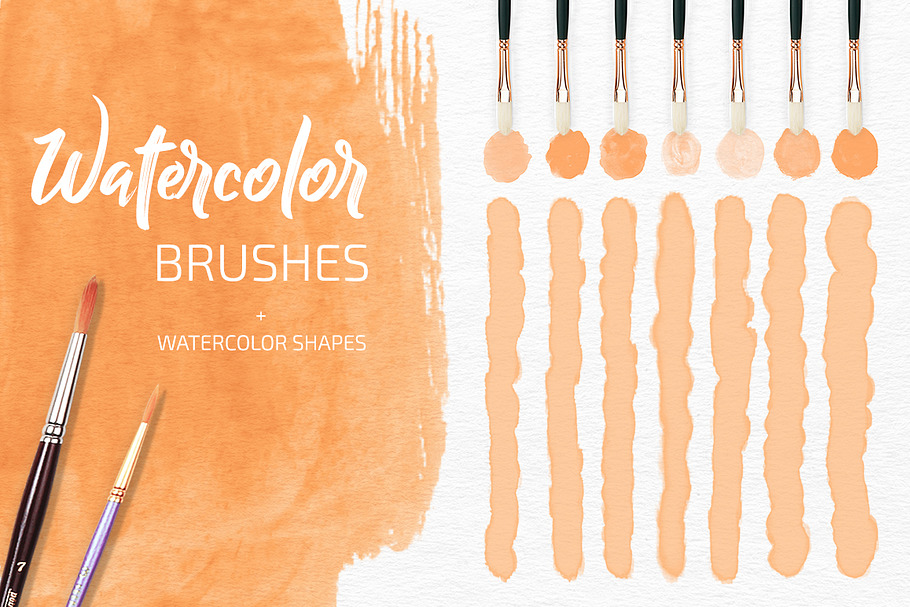 Watercolor Brushes and Shapes in Photoshop Brushes - product preview 8