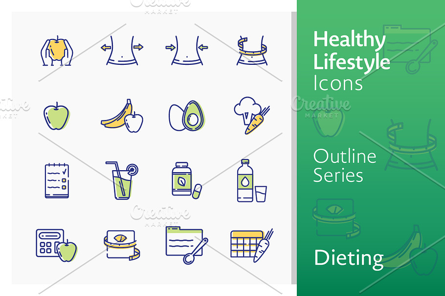 Healthy Lifestyle - Dieting Icons 
