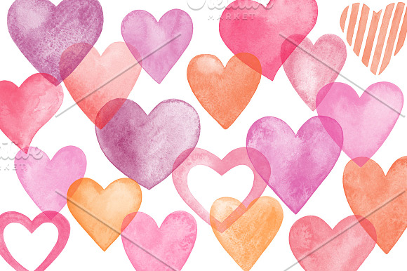 Watercolor hearts brushes in Photoshop Brushes - product preview 1